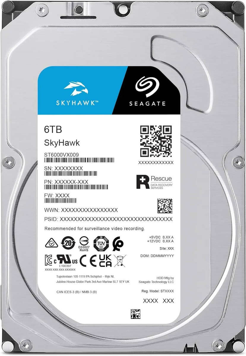 Seagate Skyhawk 6TB Video Internal HDD C 3.5 Inch SATA 6Gb/s 256MB Cache for (ST6000VX009)