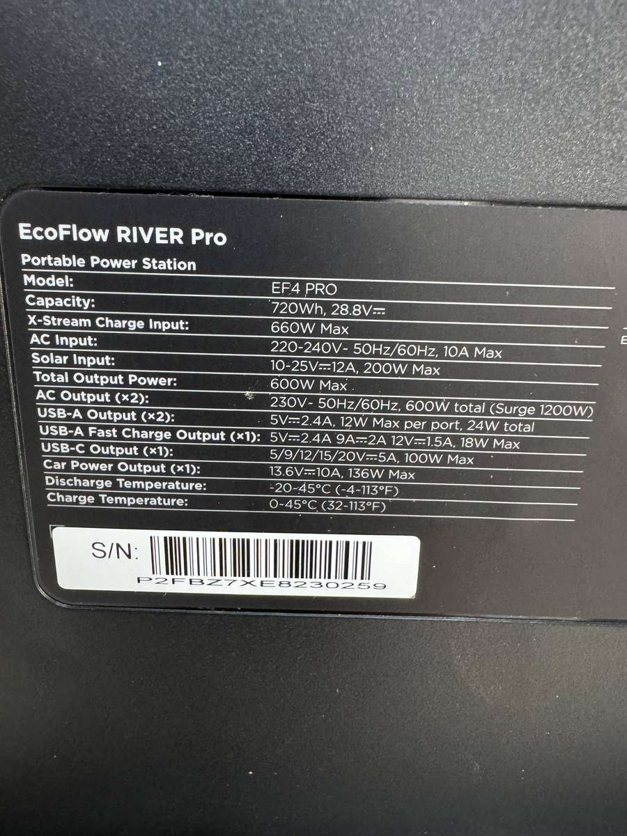 Eco flow EF4-Pro River Pro Portable power station, 720Wh, 600W