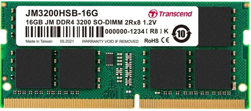 Transcend JM3200HSB-16G JetRam 16GB (1x16GB) DDR4-3200MHz CL22 1.2V Notebook Memory