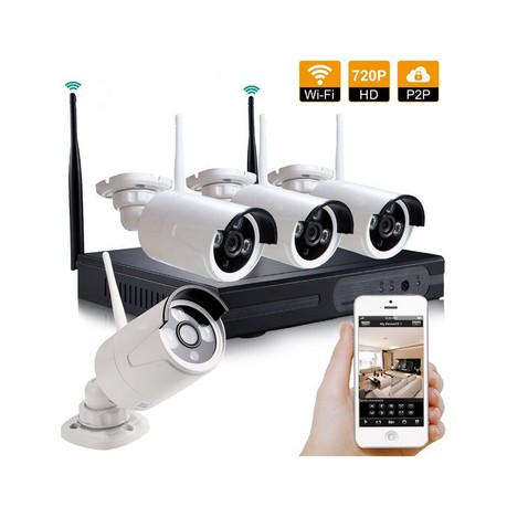 4 Channel 720P Wireless IP Camera CCTV System