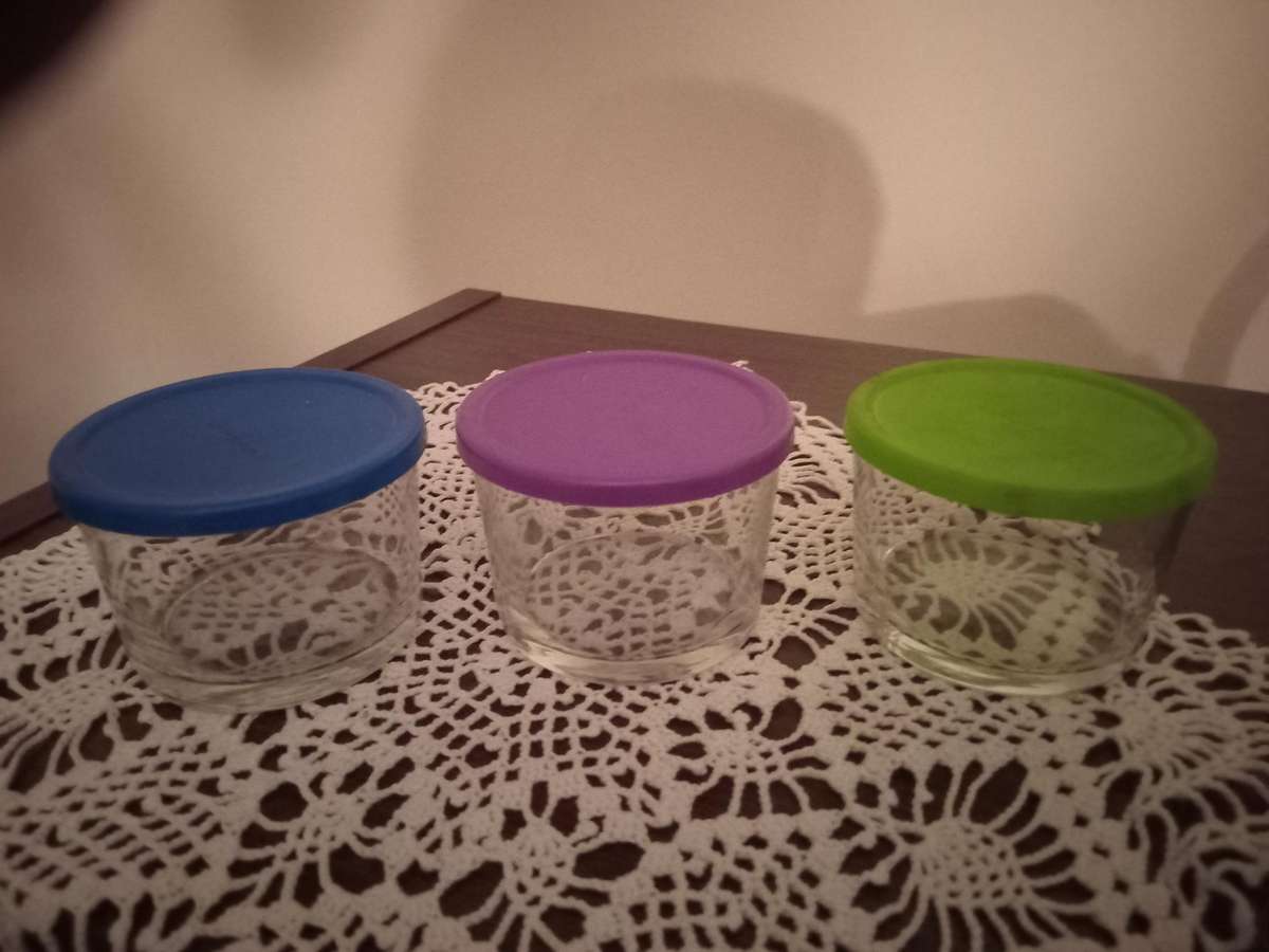 3 x glass containers