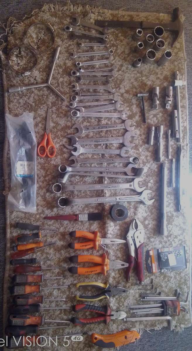 Steel tool box with 100 items