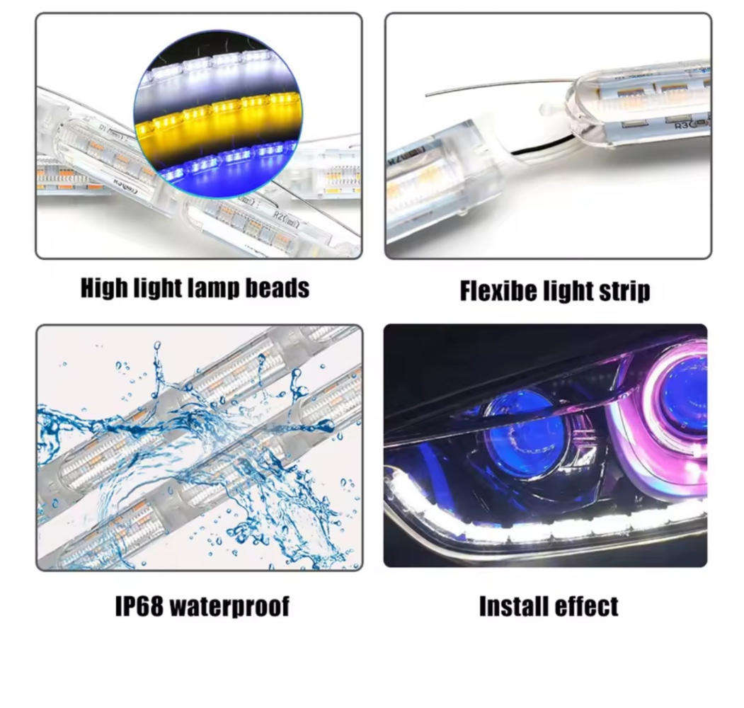 Daytime running lights- Crystal water lamp with telescopic steering