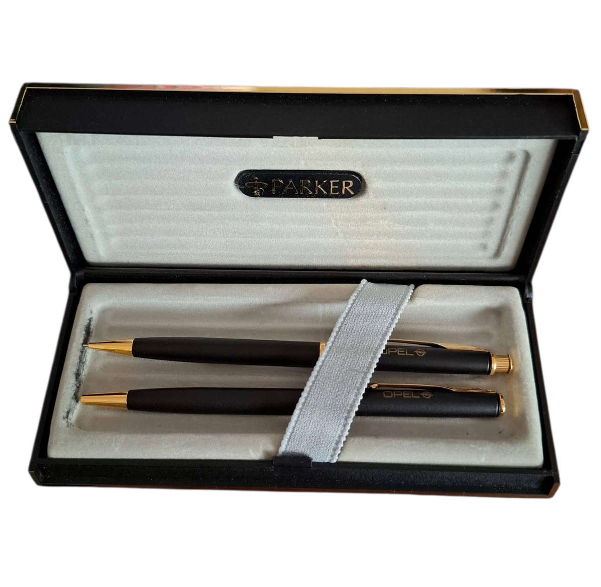 Parker Insignia Matte Black and Gold Pen and Pencil Set in Box