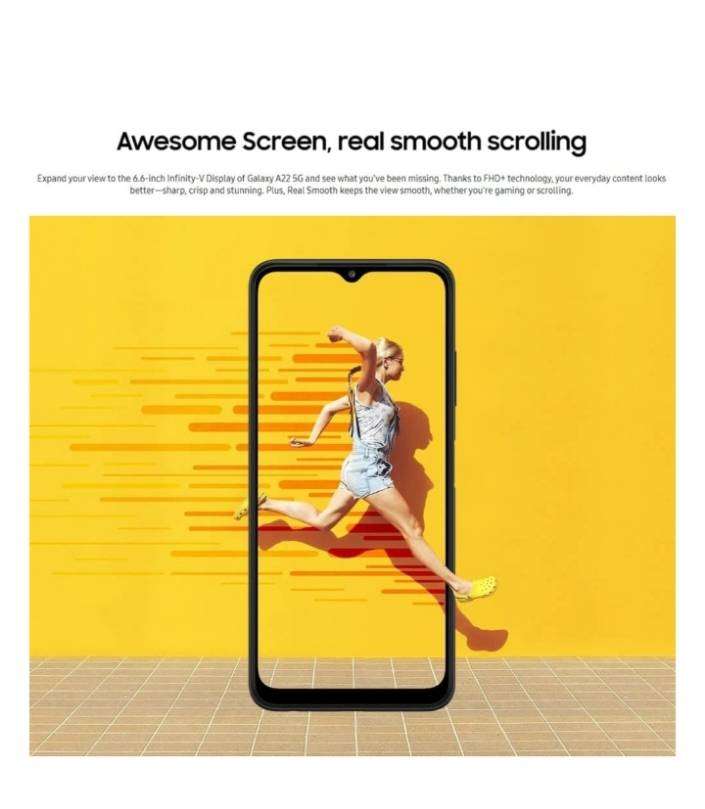 SAMSUNG GALAXY A22 5G SMARTPHONE|| 64G/4G, FINGERPRINT, QUAD CAM