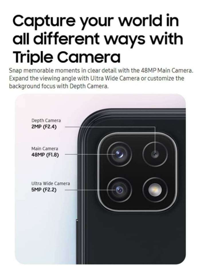 SAMSUNG GALAXY A22 5G SMARTPHONE|| 64G/4G, FINGERPRINT, QUAD CAM