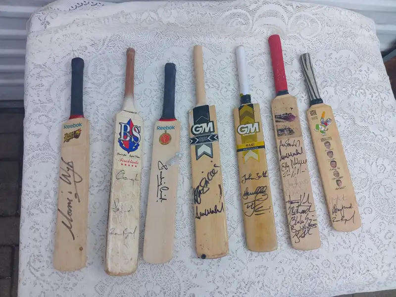 7 x Signed Mini Cricket Bats  Collector's Lot