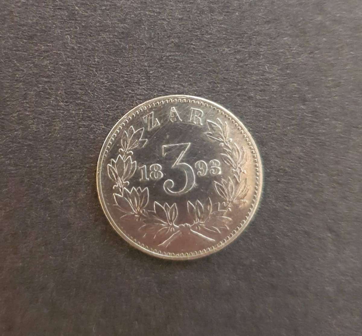 1893 ZAR 3d Tickey - Paul Kruger Silver Coin - Crisp VF/XF Details
