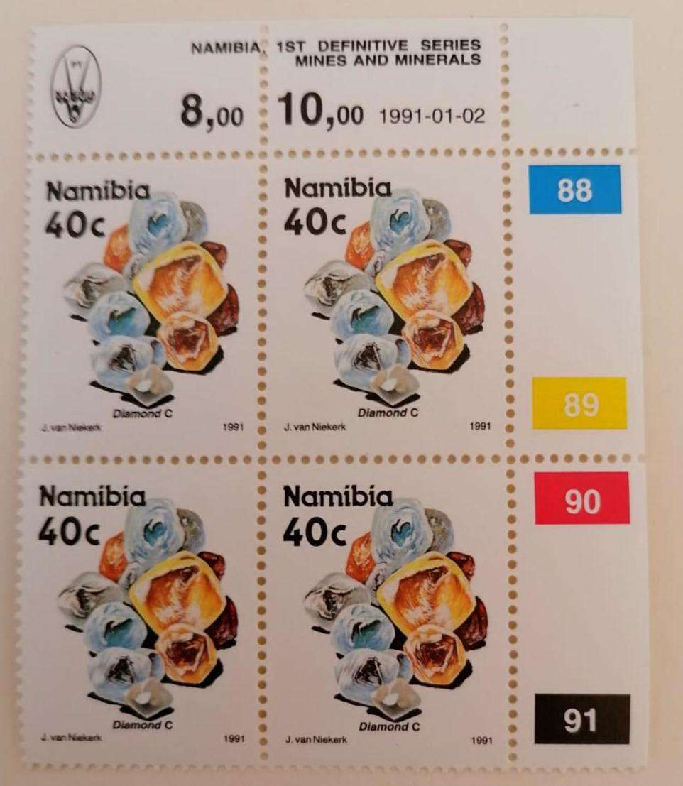 Namibia 1991 "Diamond C" Stamp Block  40c x4 | Mines & Minerals Series