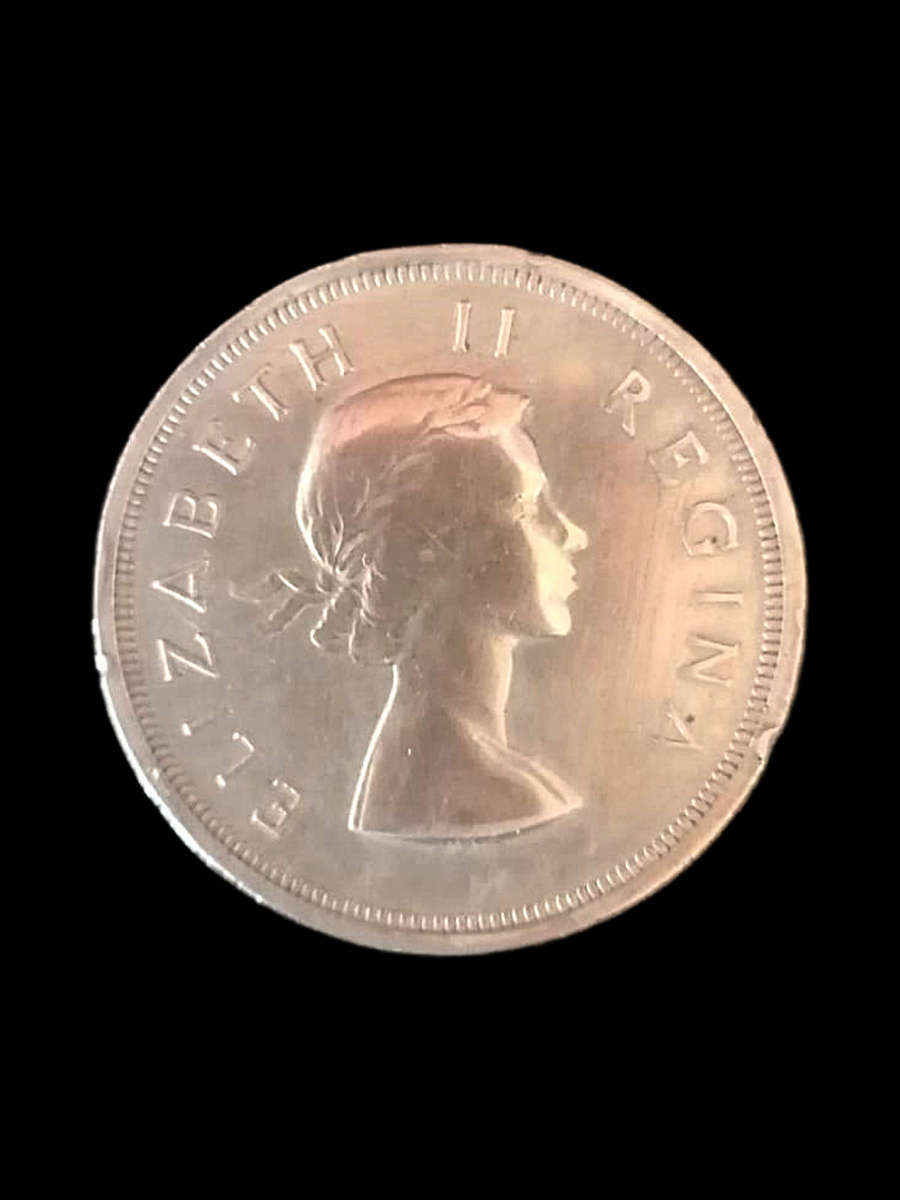 1958 South Africa 5 Shillings Silver Coin  Queen Elizabeth II - Collectible Crown