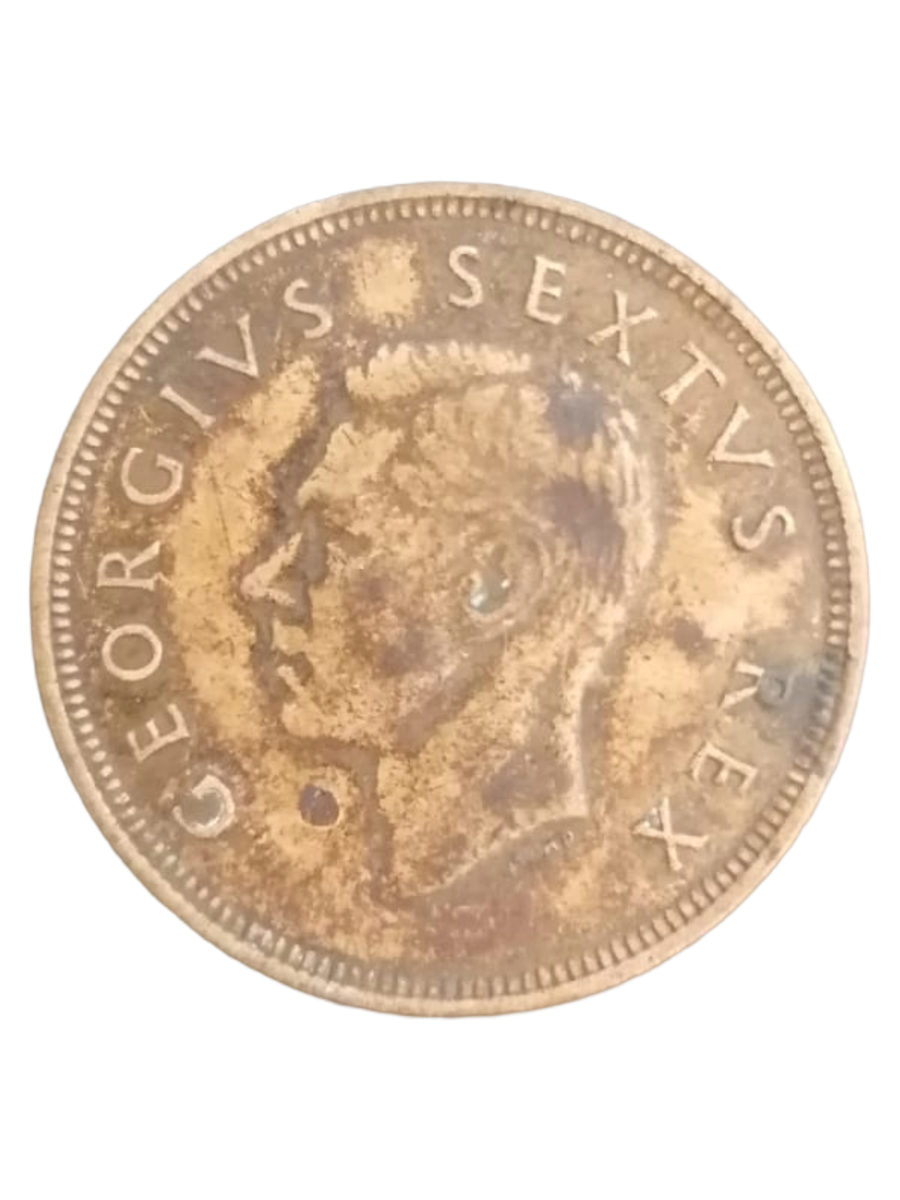 1951 South Africa 1 Penny Coin  King George VI