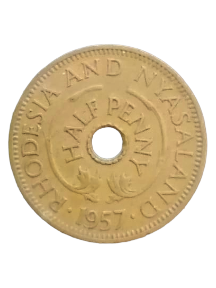 1957 Rhodesia and Nyasaland Half Penny  Queen Elizabeth II
