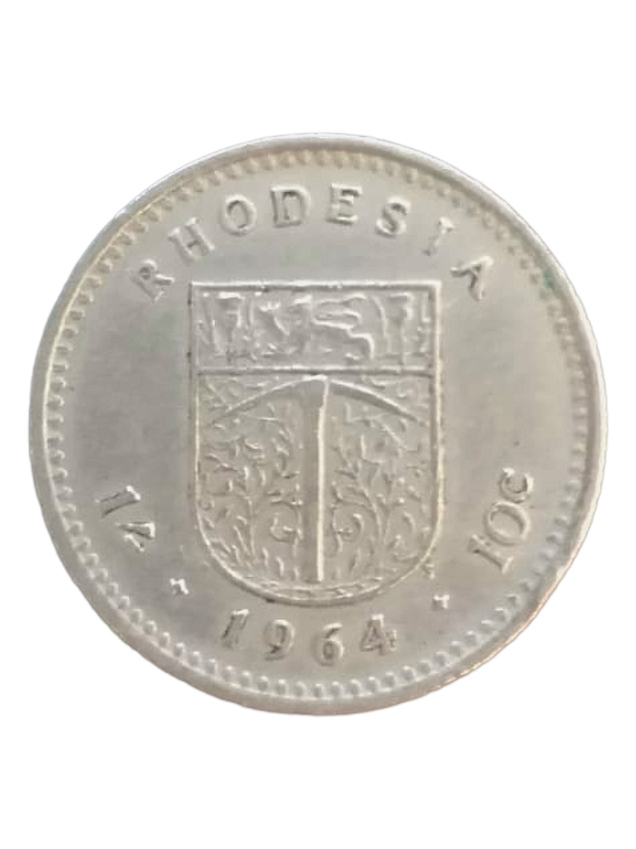 1964 Rhodesia 10 Cent Coin  Queen Elizabeth II  Collectible Historical Coin