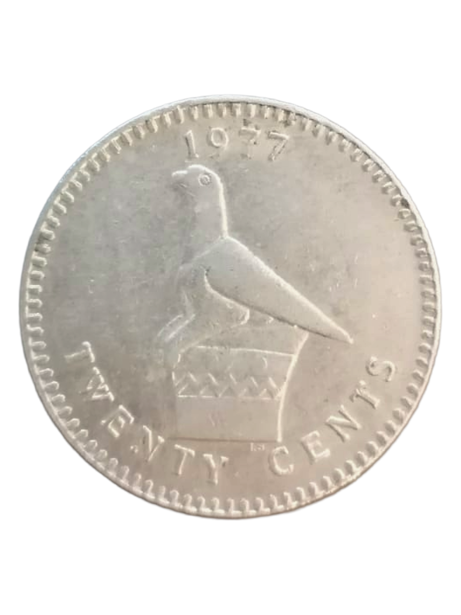 Rhodesia 1977 20 Cents Coin  Historical Collectible