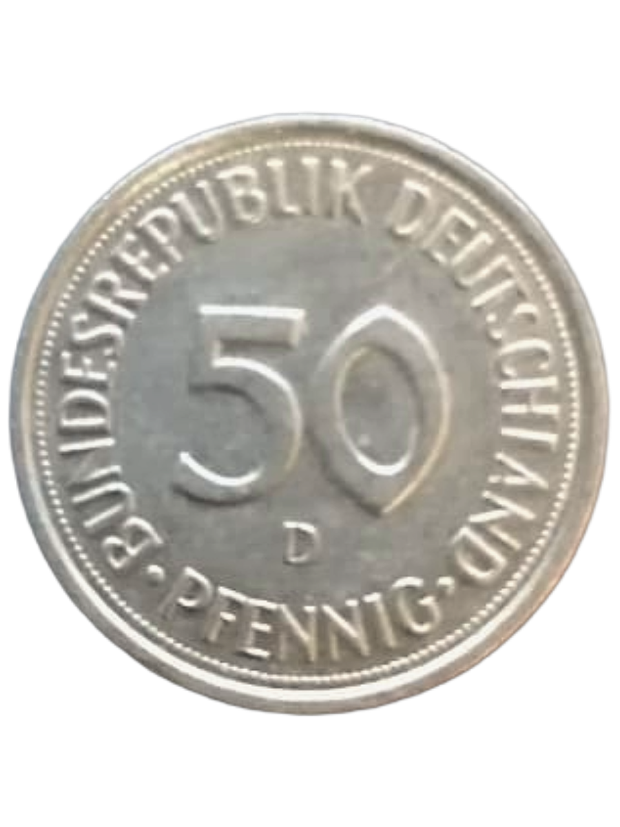 Vintage 1984 Germany 50 Pfennig Coin  Bundesrepublik Deutschland  Classic Design