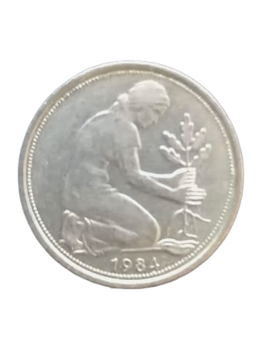 Vintage 1984 Germany 50 Pfennig Coin  Bundesrepublik Deutschland  Classic Design