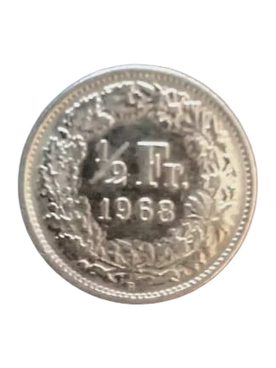 1968 Switzerland ½ Franc Silver Coin  Helvetia | Swiss Confederation