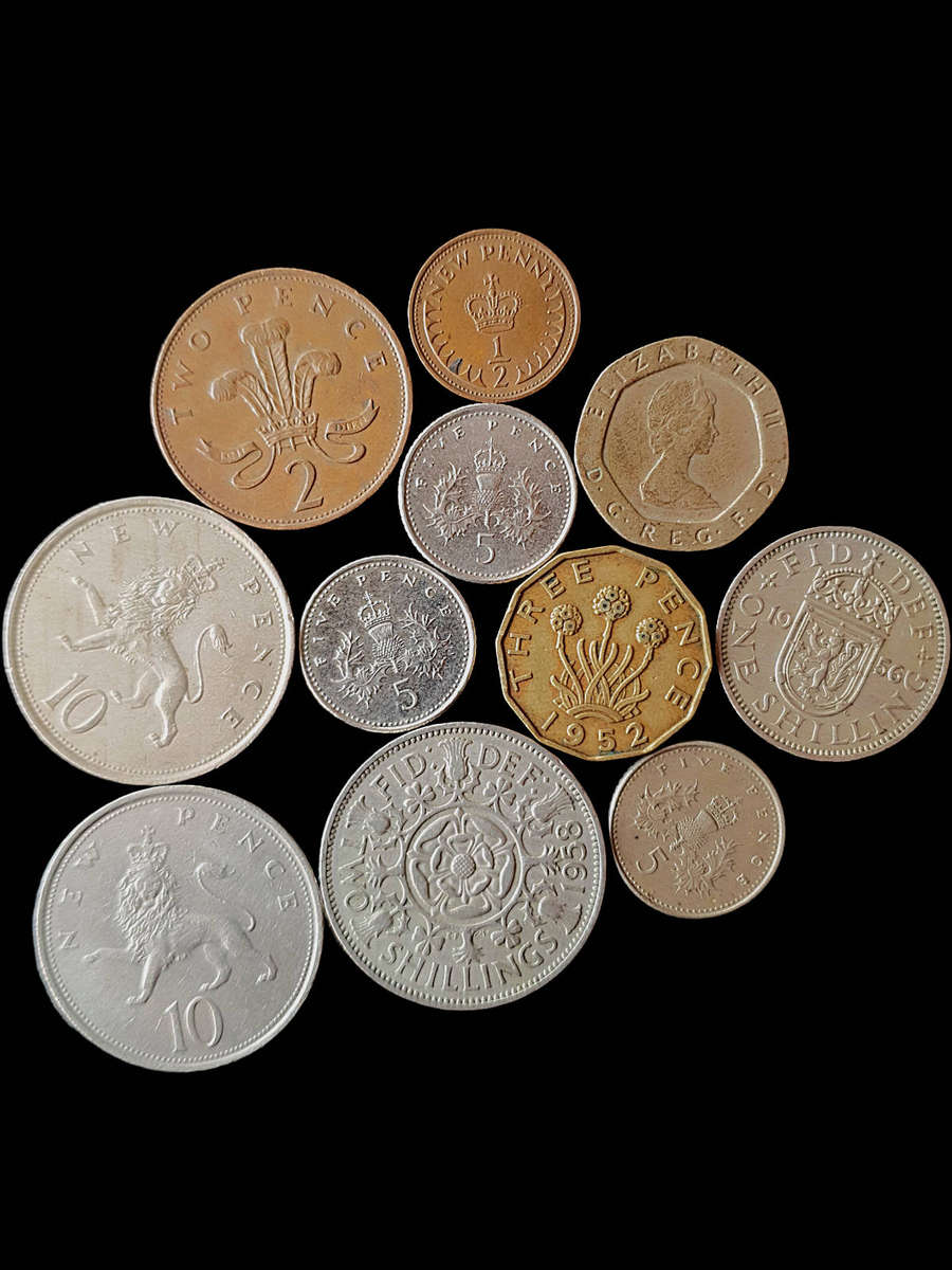 Vintage British Coin Collection  Set of 11 Coins