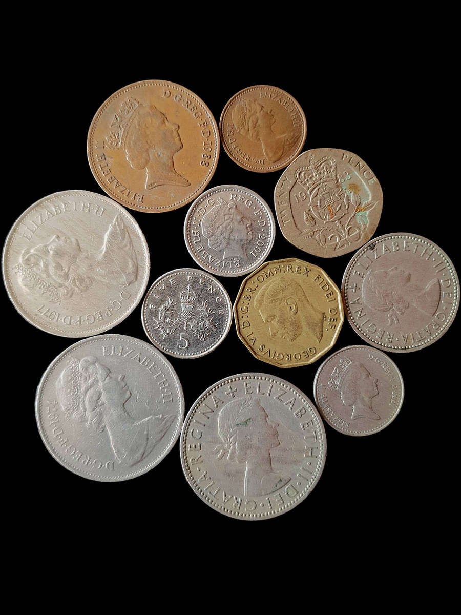 Vintage British Coin Collection  Set of 11 Coins
