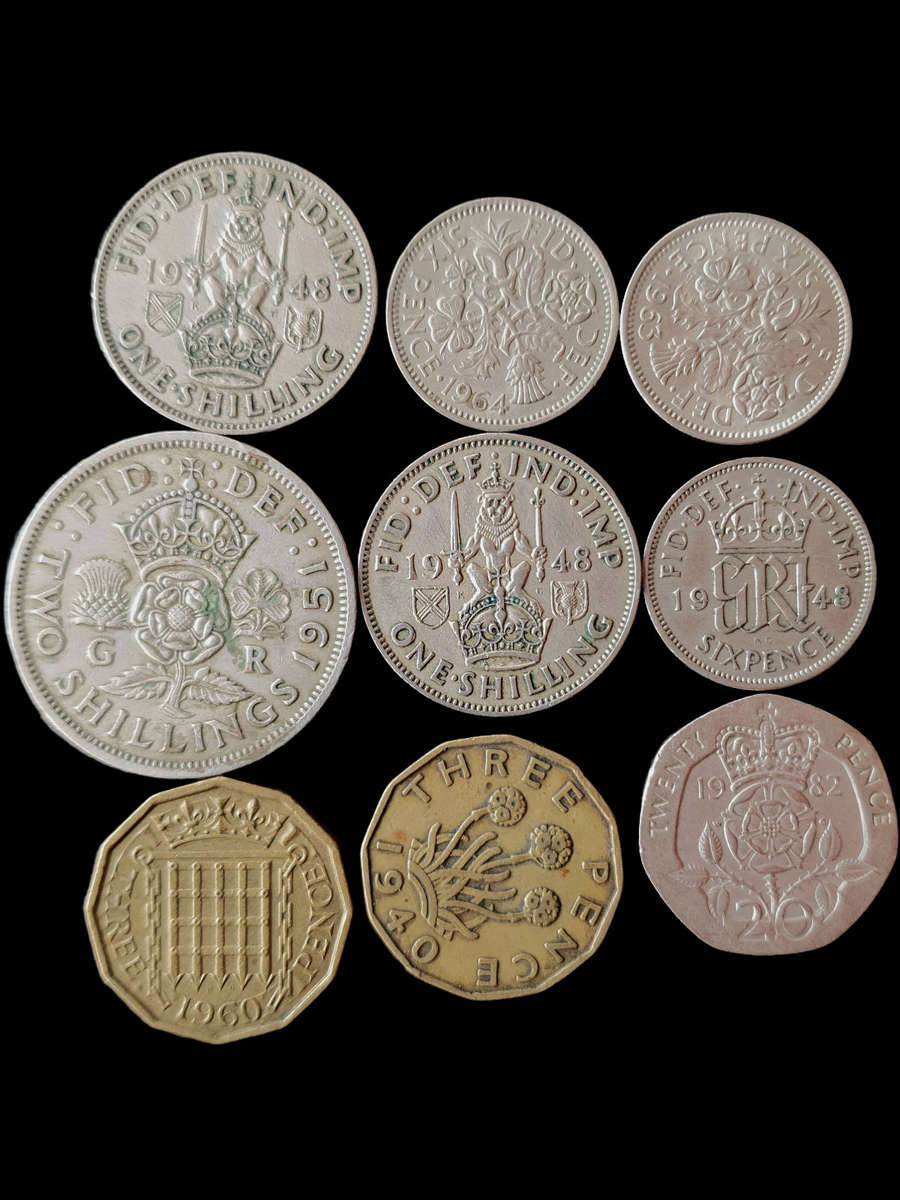 Vintage British Coins  Lot of 9  George VI & Elizabeth II