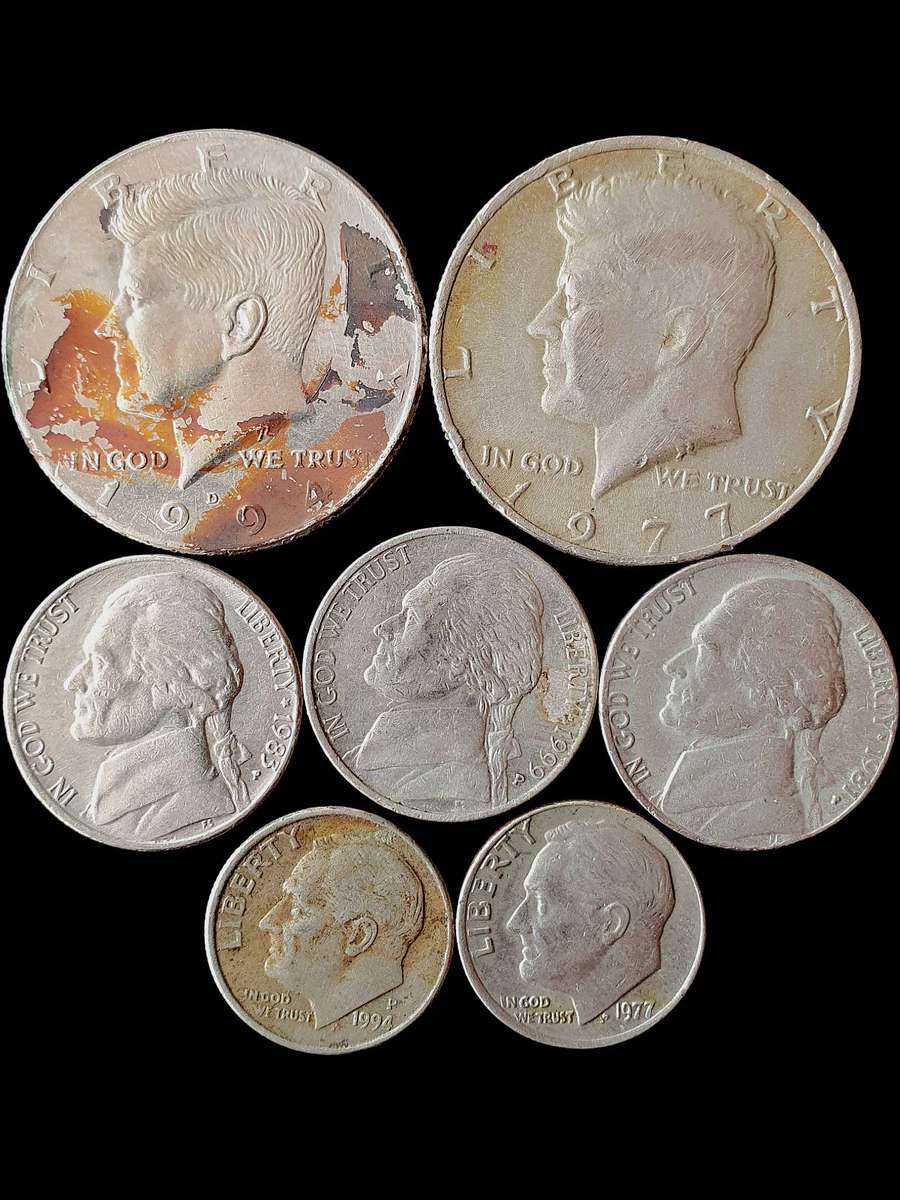 Lot of 7 Vintage U.S. Coins  Half Dollar, Nickel, and Dime