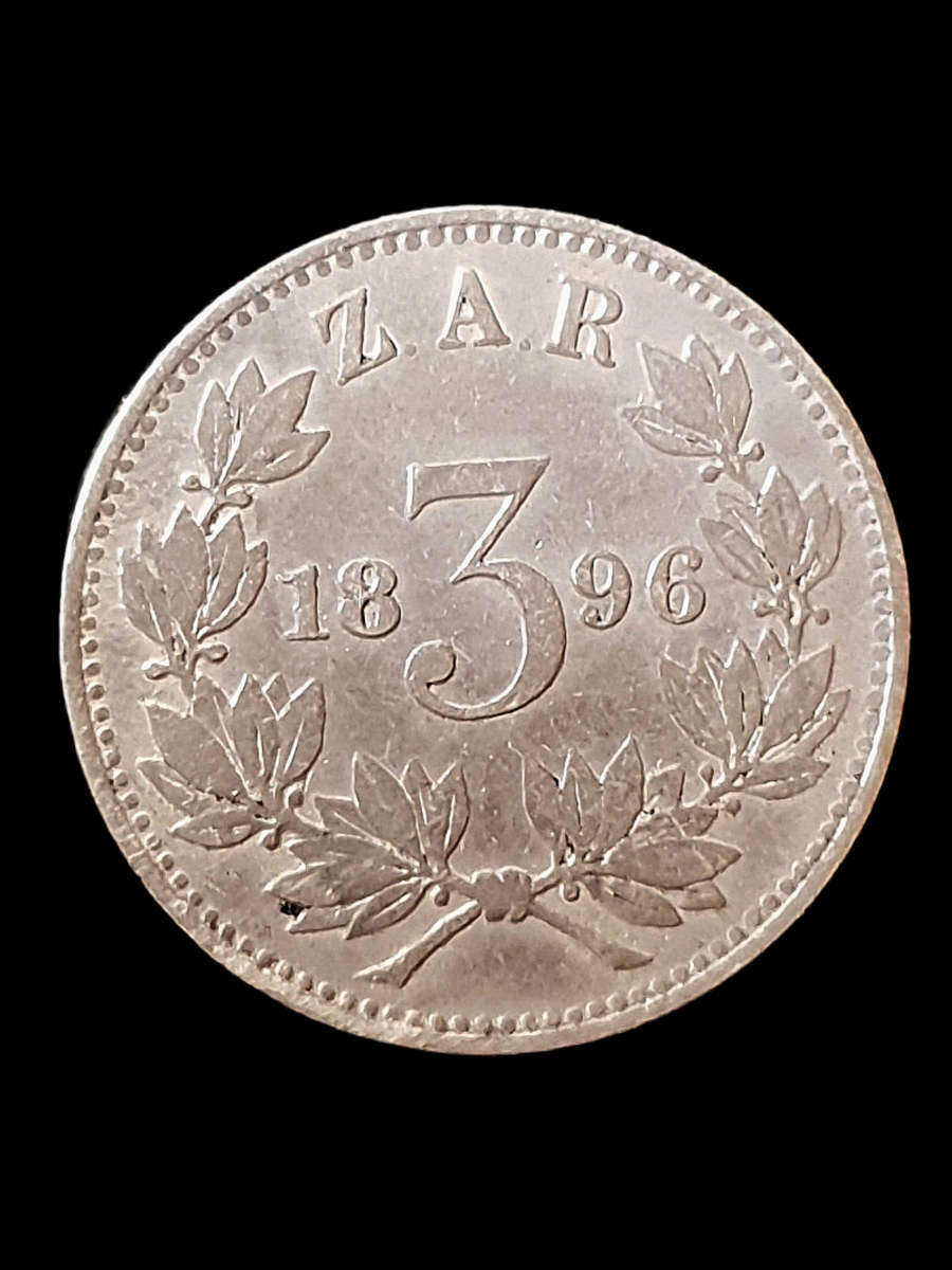 1896 Zuid-Afrikaansche Republiek (ZAR) 3 Pence Silver Coin