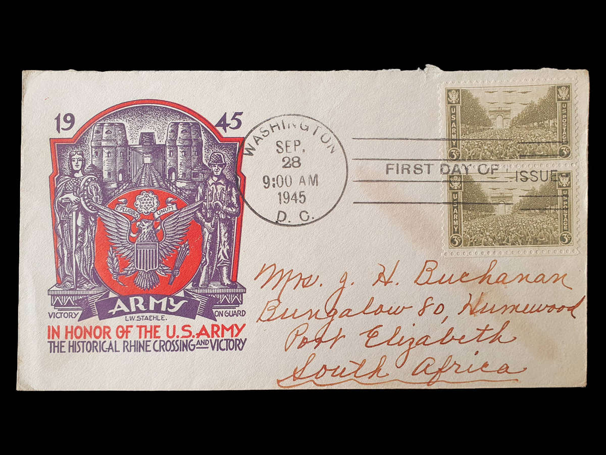 1945 USA Military First Day Cover  U.S. Army Commemorative (Victory in Europe)