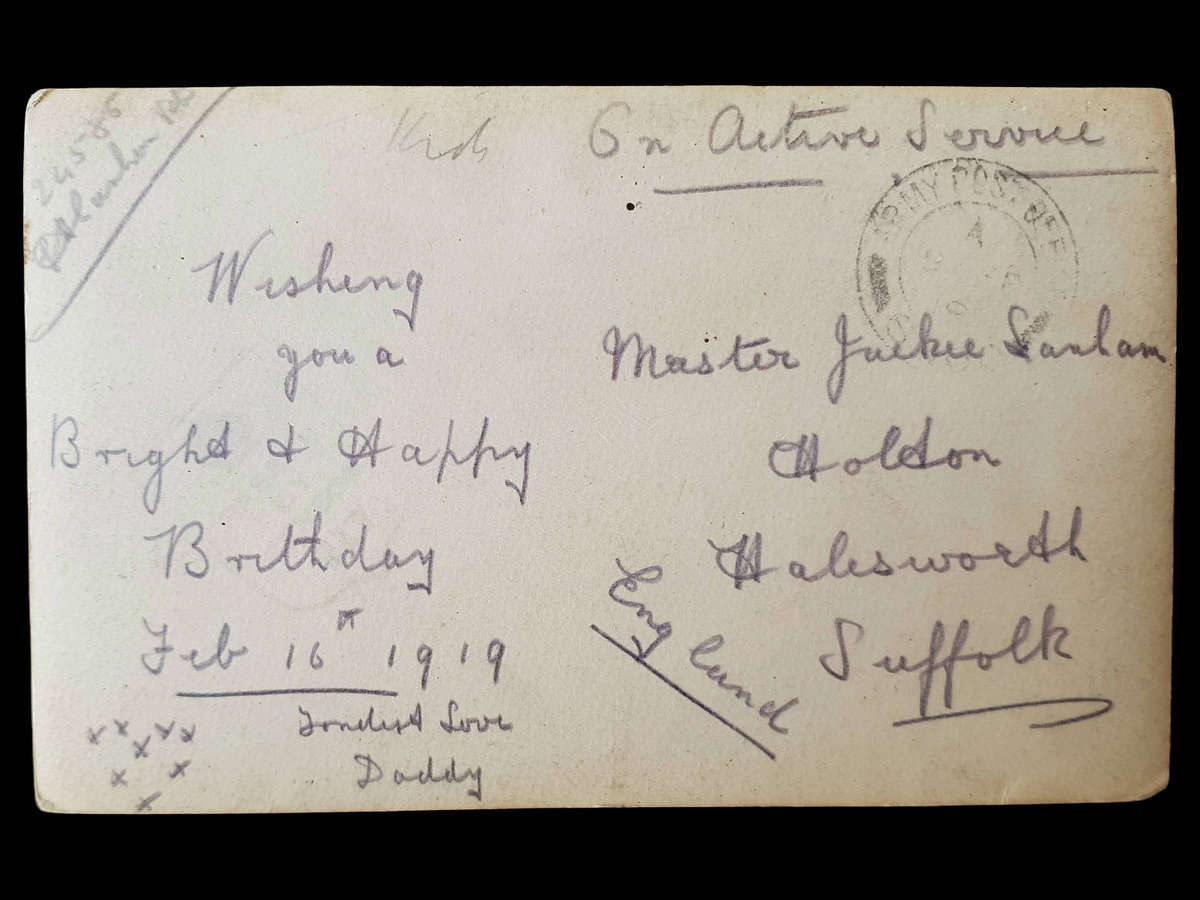 1919 WWI On Active Service  British Army Post Office cds