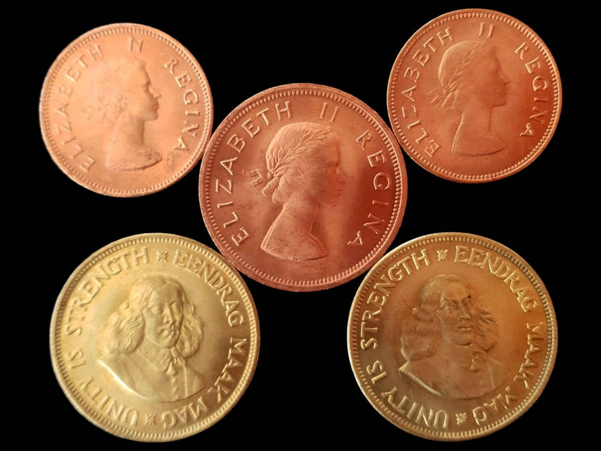 5x South Africa Coins  Uncirculated Condition | 1960s Bronze & Copper Issues (½c, 1c, 1d)