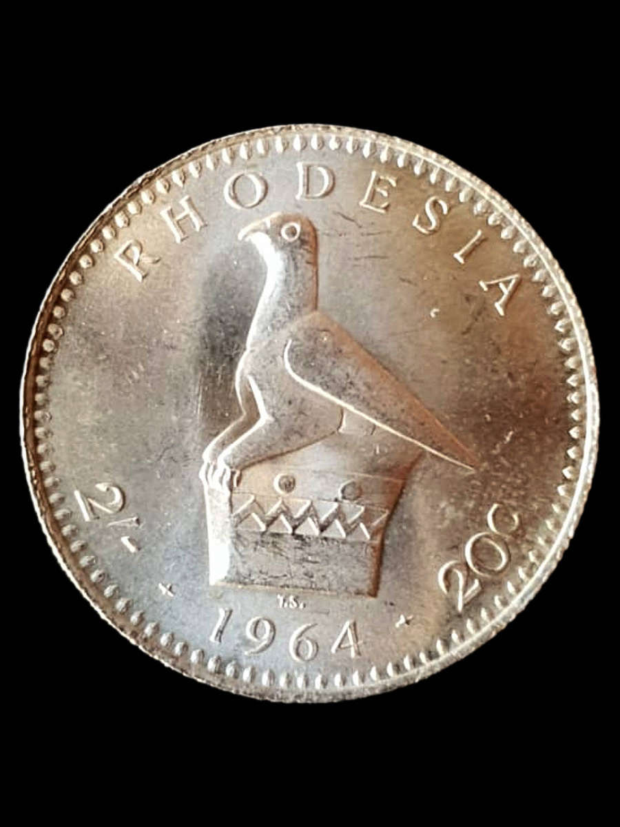 1964 Rhodesia 20 Cent (2 Shilling)  Uncirculated  Rhodesian Bird Design