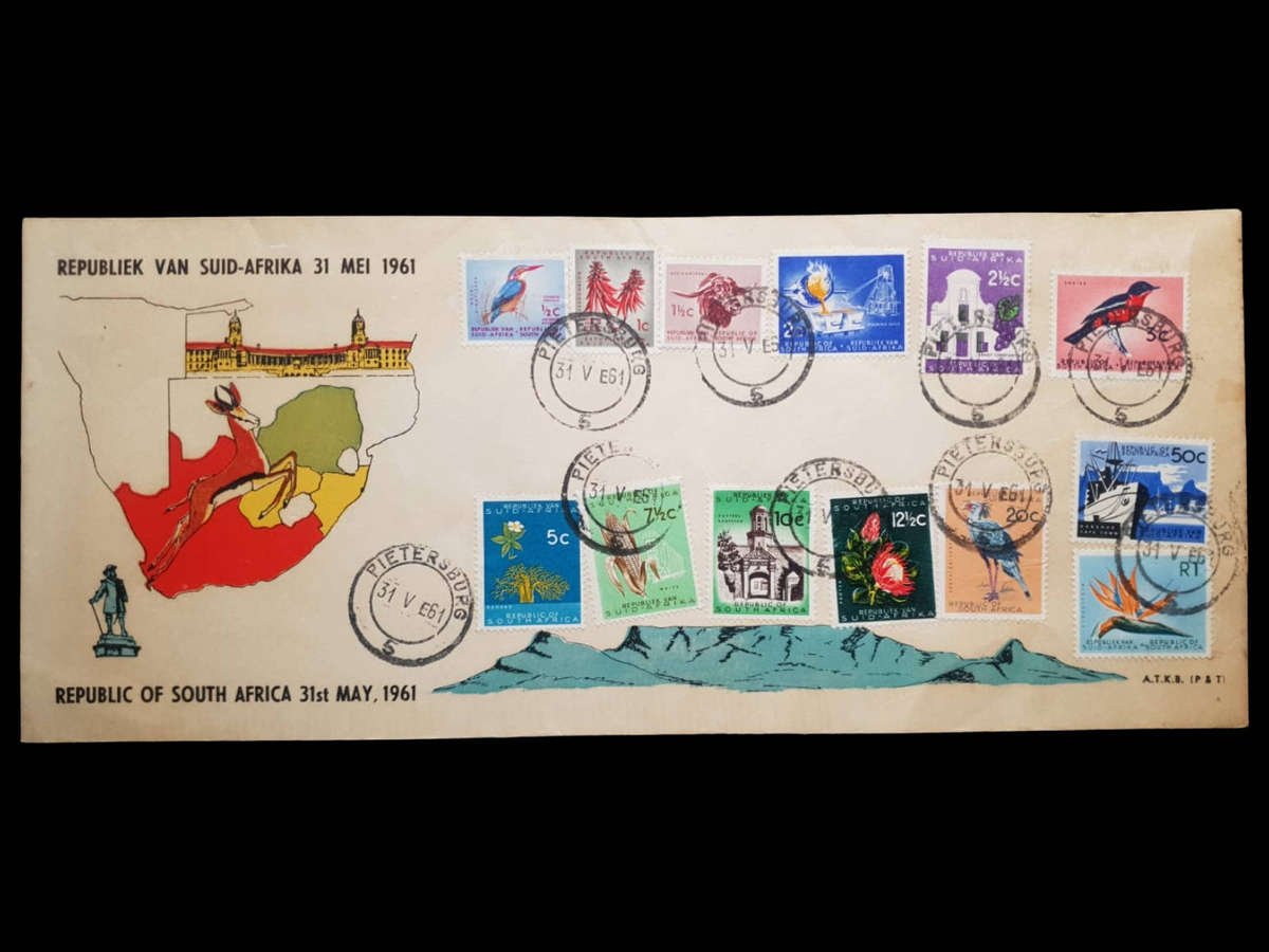 1961 Republic of South Africa FDC  Republic Day 31 May  Full Definitive Set  Pietersburg Cancell