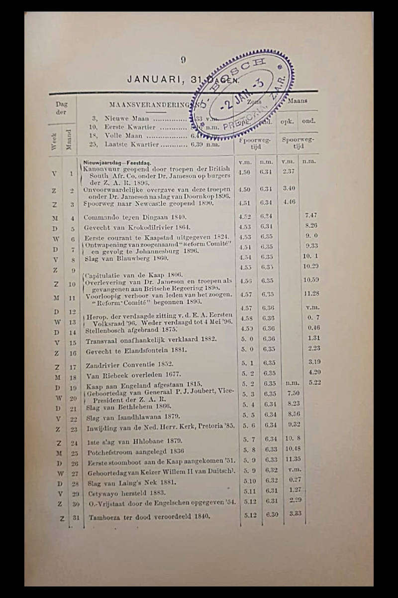 1897 Staats-Almanak  Zuid-Afrikaansche Republiek (Z.A.R.)  Paul Kruger Government Almanac