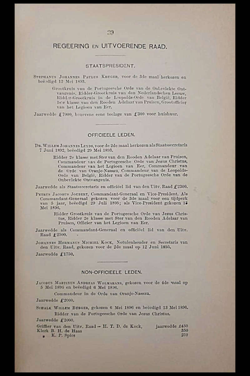 1897 Staats-Almanak  Zuid-Afrikaansche Republiek (Z.A.R.)  Paul Kruger Government Almanac