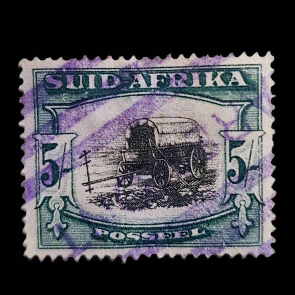 Union of South Africa 5 Shilling Voortrekker Wagon  SUID AFRIKA / POSSEEL