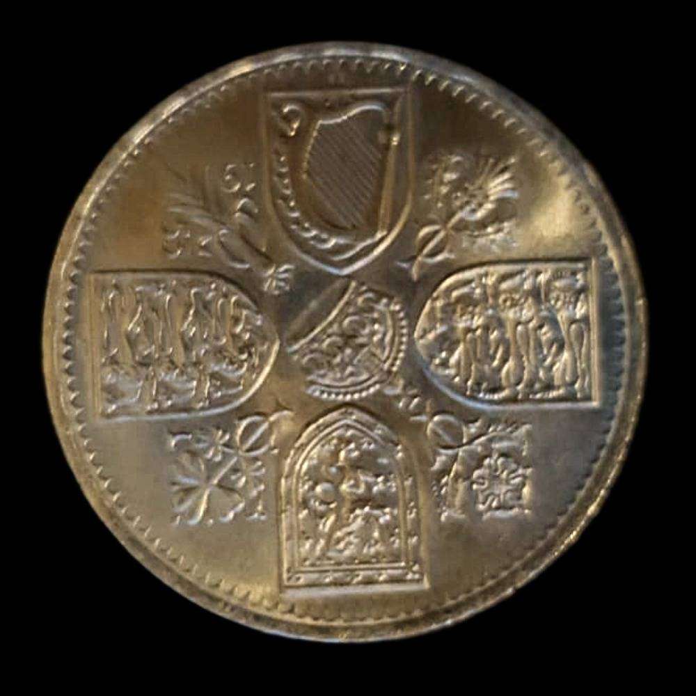 1953 Great Britain Coronation Crown  Queen Elizabeth II  Five Shillings Commemorative