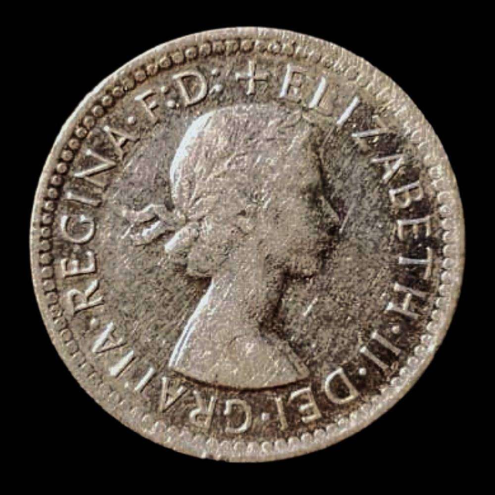 1962 Australia Sixpence  50% Silver  Queen Elizabeth II  Circulated