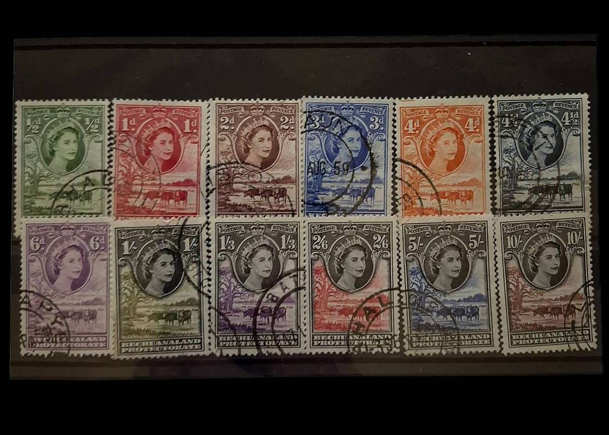 Bechuanaland Protectorate QEII Cattle Definitive Set (½d to 10/-)  Fine Used  Complete 12 Values