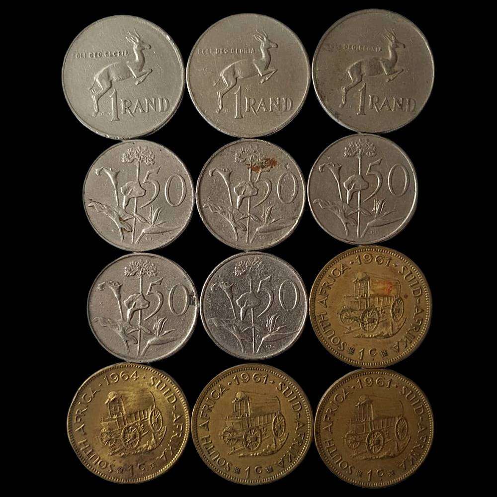 Lot of 12 Vintage South African Coins