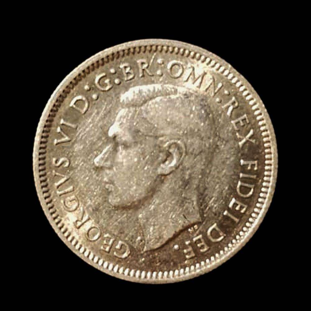 1951 Australia Sixpence  King George VI  50% Silver Coin