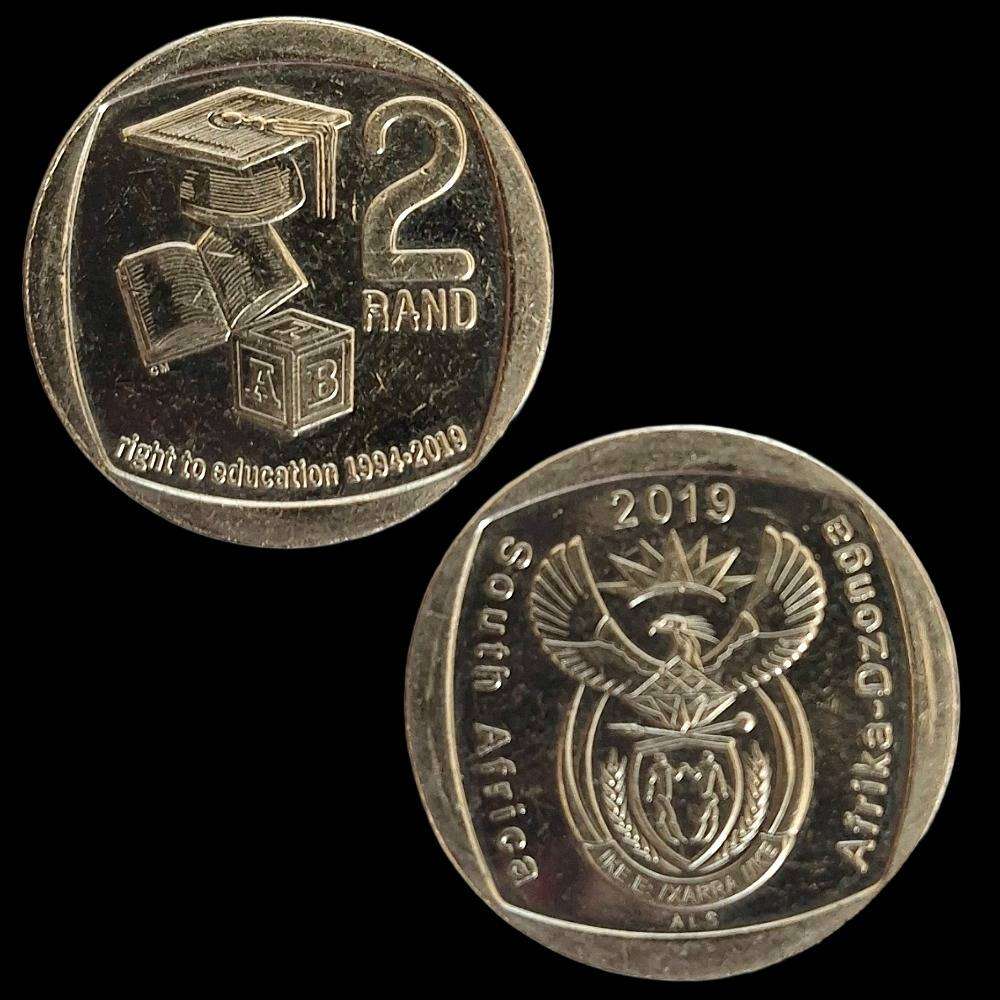 2019 South Africa 2 Rand  Right to Education 25th Anniversary  UNC Condition