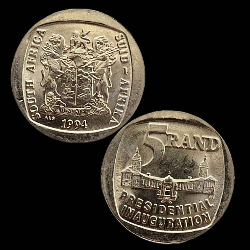 1994 South Africa 5 Rand  Presidential Inauguration  UNC Condition