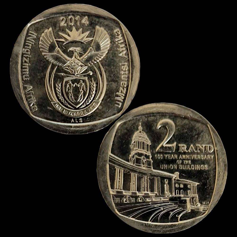 2014 South Africa 2 Rand  Union Buildings Centenary  UNC Condition