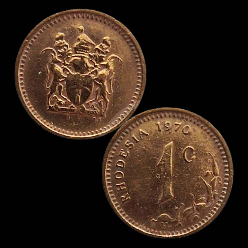 1970 Rhodesia 1 Cent  Coat of Arms