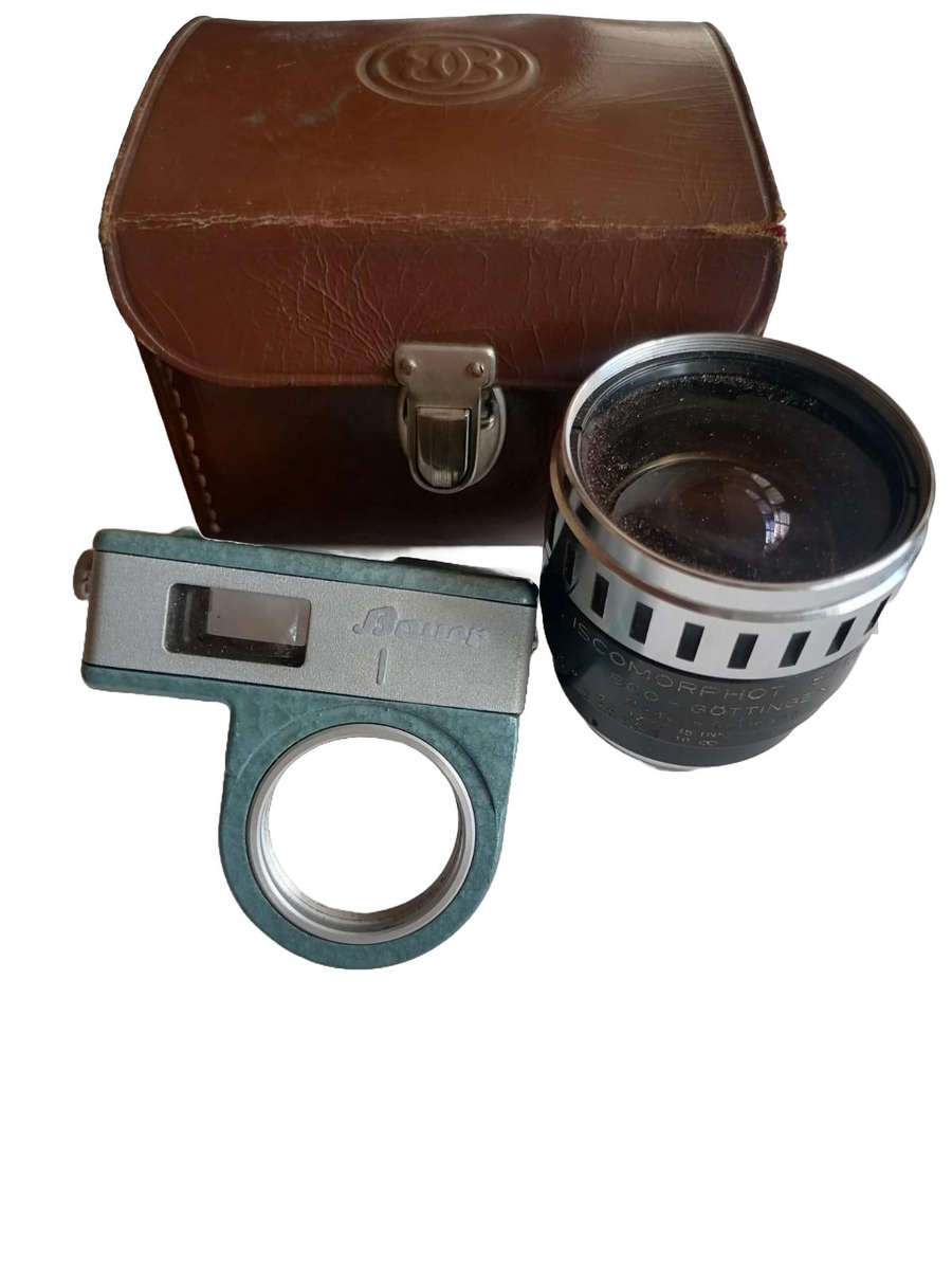 Vintage 85mm Lens Set  ISCO-Göttingen Germany + Bauer Viewfinder + Leather Case