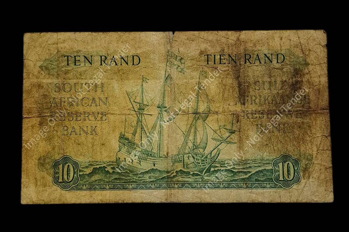 Vintage South Africa 10 Rand Banknote  Large Format  Jan van Riebeeck