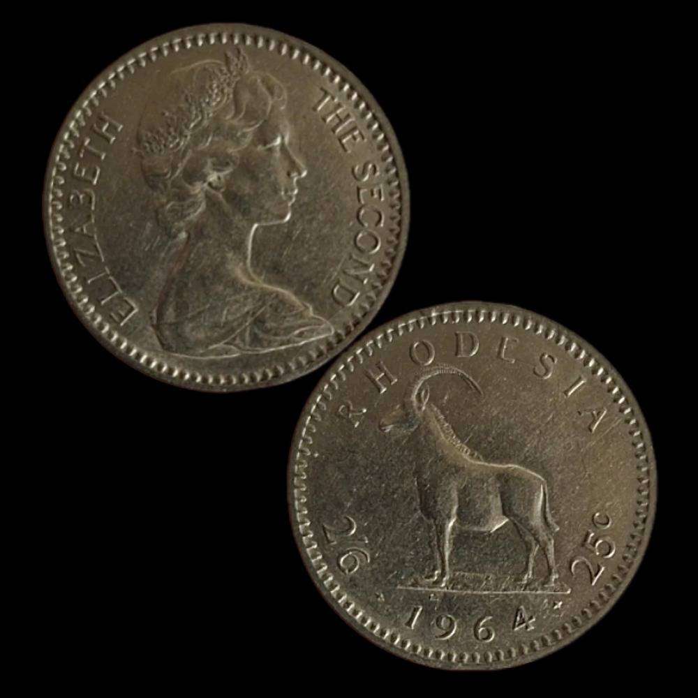 Rhodesia 1964 25 Cent / 2/6  Queen Elizabeth II