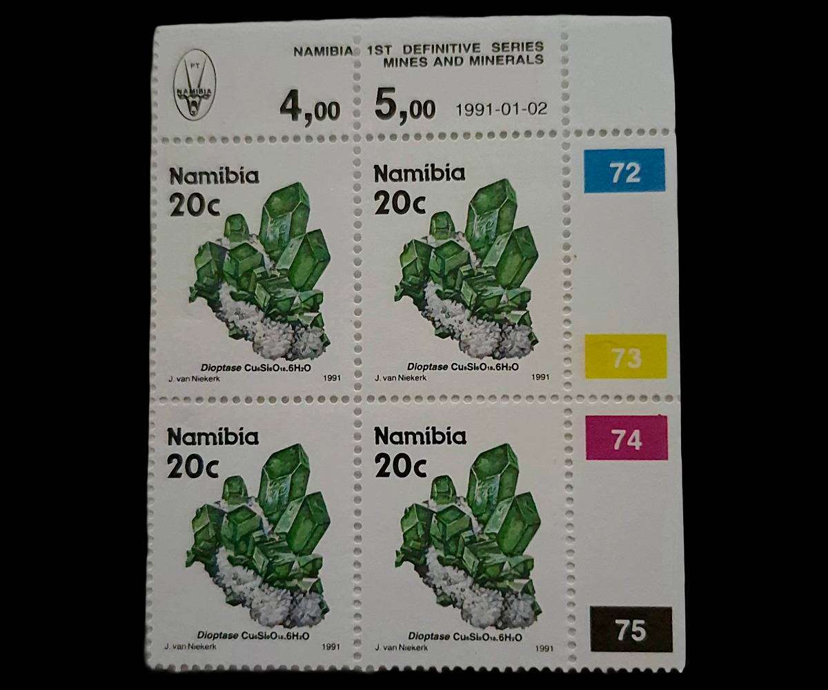 Namibia 1991 Mines & Minerals  MNH Block of 4 (Dioptase 20c)
