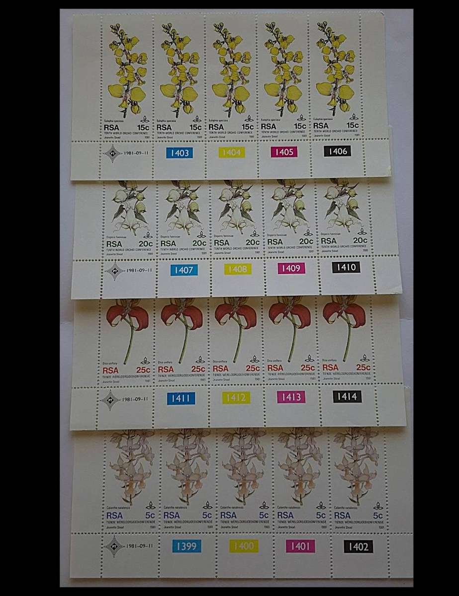 RSA 1981 10th World Orchid Conference - Official FDC & MNH Cylinder Blocks
