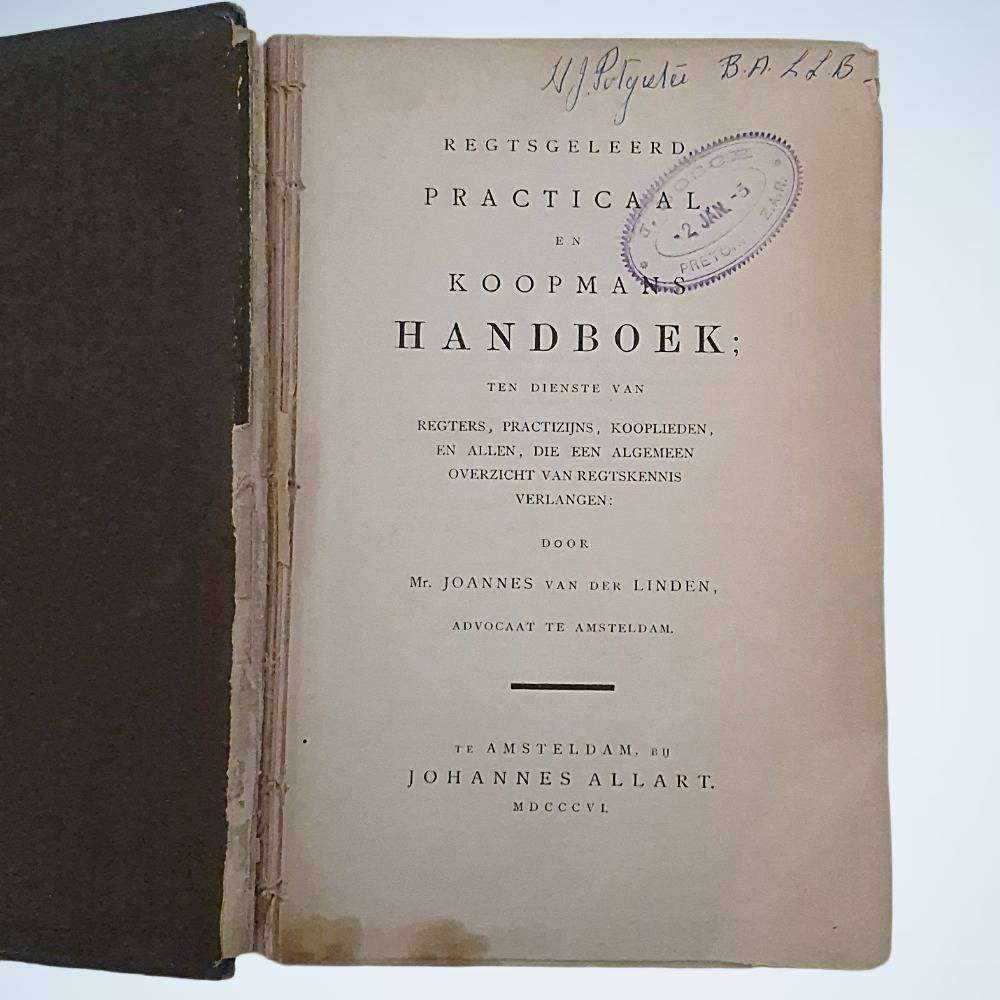 Regtsgeleerd, Practicaal en Koopmans Handboek (1806)