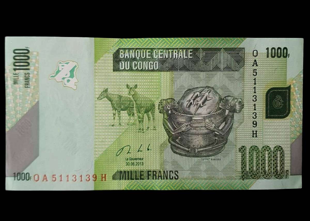 DRC 1000 Francs Banknote  2013 Issue  African Grey Parrot